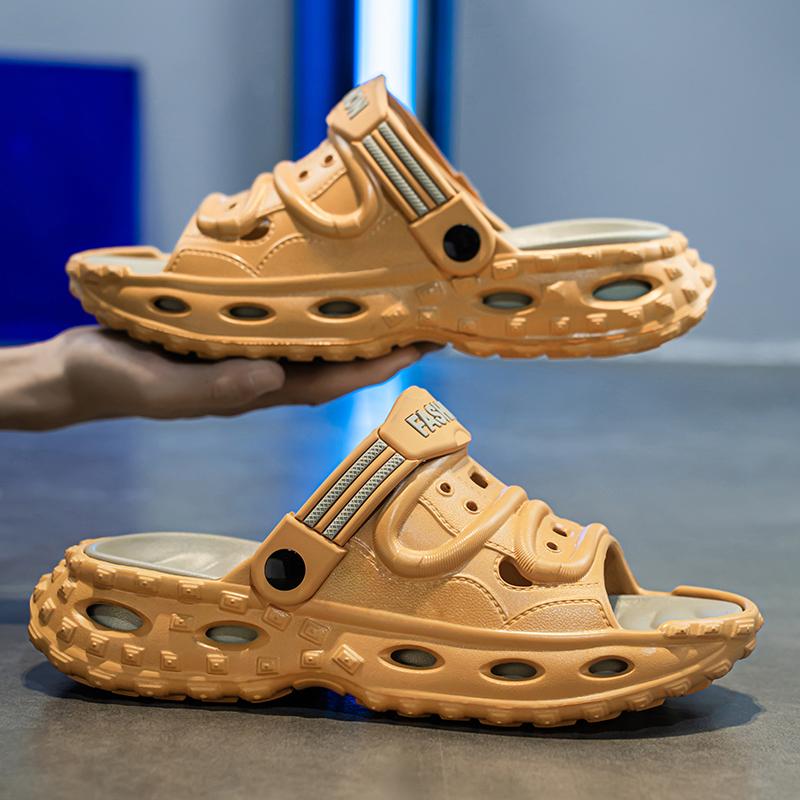 Fashion High Quality Summer New Men Fashion Cave Garden Shoes Comfortable Soft Sole Outdoor Indoor Anti-slip Beach Trend Slides Mules