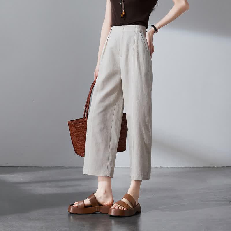 SOFSIL Women's Cotton Linen Wide-Leg Pants