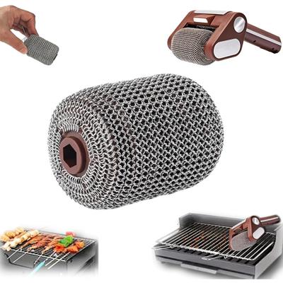 Electric Grill Brush Roller 350RPM Portable Spinning Roller Stainless Steel Drum Wireless BBQ Cleaner Accessory for Grills
