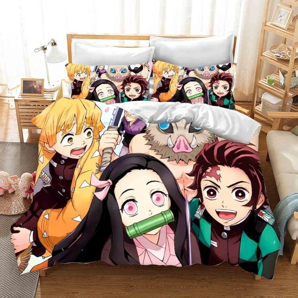 Cartoon Anime Bed Linen,Microfibre Bedding Sets, Children's Bed Linen with Zip Room Decor  Duvet Cover  for Teenagers  Adult