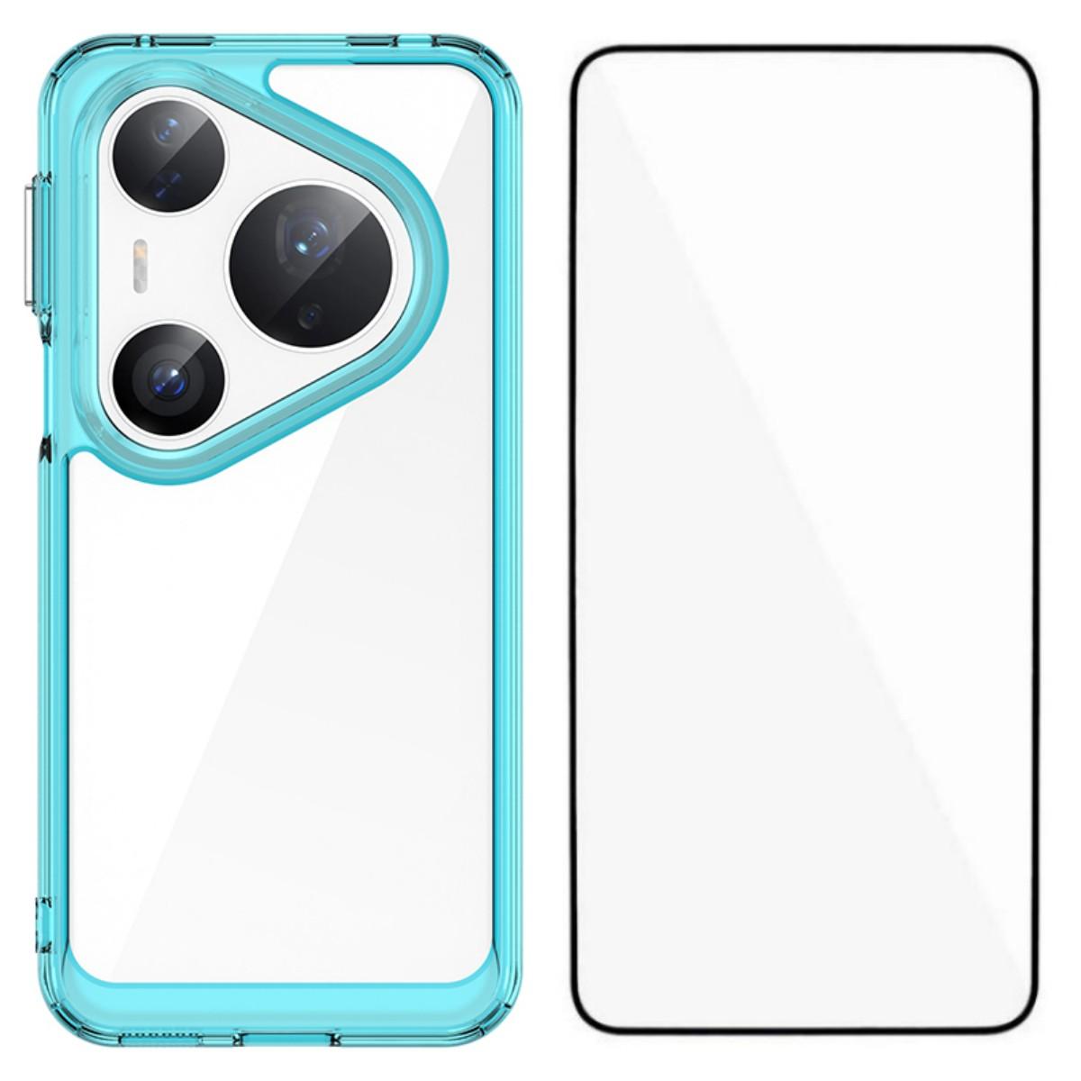 

Чехол для телефона Huawei Pura 80 Pro+ WANLONFENG Серия XC ТПУ Акриловая крышка с закаленным стеклом (Большое отверстие для линзы) Transparent Blue