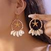 Bohemian Shell Earrings With Geometric Starfish Pendant For Women Summer Casual Wear