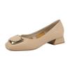 Womens Spring Fairy Style 2025 Chunky Heel Leather Shoes Soft Lowcut Medium Heel Plus Sizes 4143