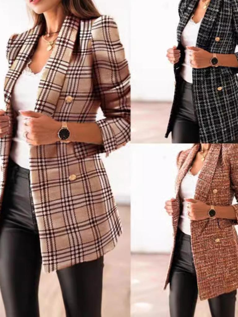 Giacca Blazer Corta da Donna Nuova a Manica Lunga con Stampa Floreale