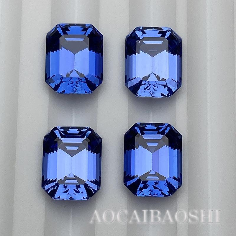 Cultured Emerald-Cut Sapphire Blue Loose Stones with AGL Certificate Main Stone Jewelry