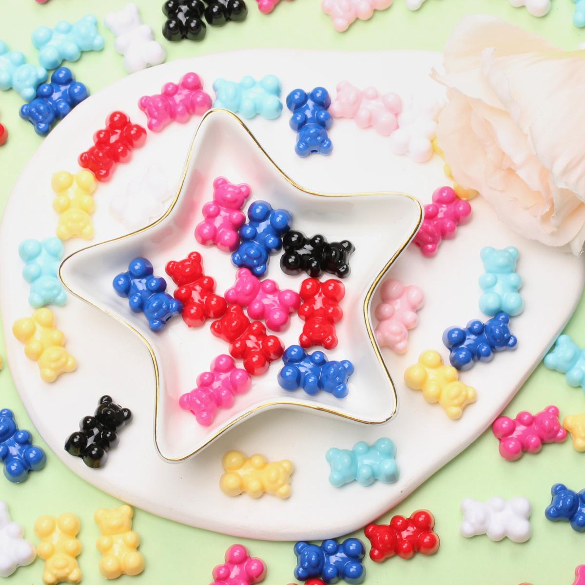 

100 шт. 19 мм * 12 мм мармеладный мини-мишка «сделай сам», кулон для серег, ожерелья, изготовления ювелирных изделий, творческий поиск ярких цветов