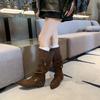 Inner Heightening Boots Women's 2025 New Autumn Retro Versatile Stacking Boots Belt Buckle Slim Tall Knight Boots