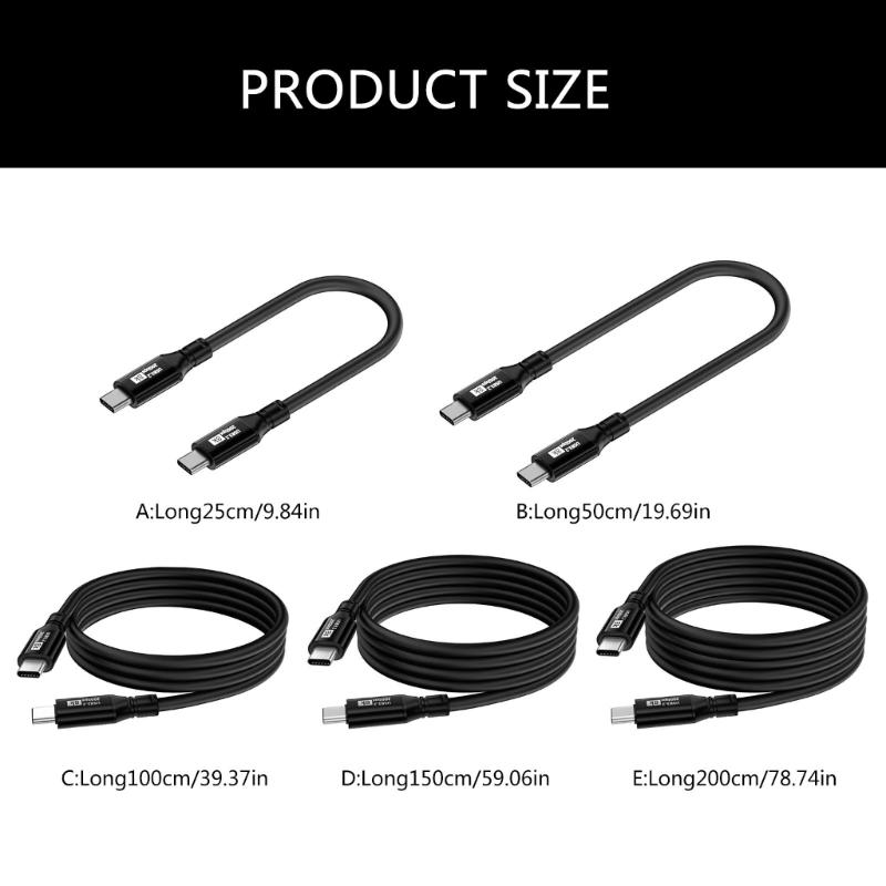 Hochgeschwindigkeits-USB-C-Ladekabel 100W Power Delivery 20Gbps Datenübertragungsgeschwindigkeit Unterstützt 8K60Hz Videoübertragung