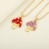 Nidin Cute Colorful Enamel Spotted Mushroom Pendant Cartoon Red/Pink Charm Necklaces For Women Girls Friendship Jewelry Gifts