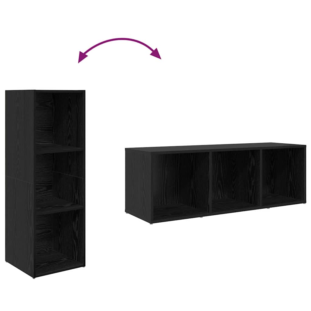 Wall Mounted TV Cabinet Set 3 pcs Black Particleboard