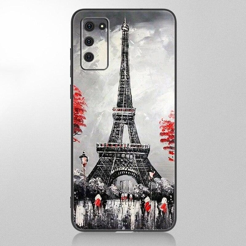 Love Paris Eiffel Tower Case For Samsung Galaxy A12 A02S A22 A32 A52 A72 A71 A51 A41 A31 A21 A11 A50 A70 A10S A20S Black Cover
