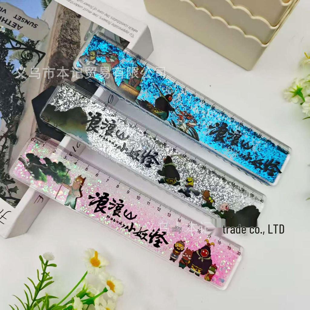 Sanrio 20CM Buntes Ölgefülltes Treibsand Wellenlineal Set für Studenten zum Stressabbau