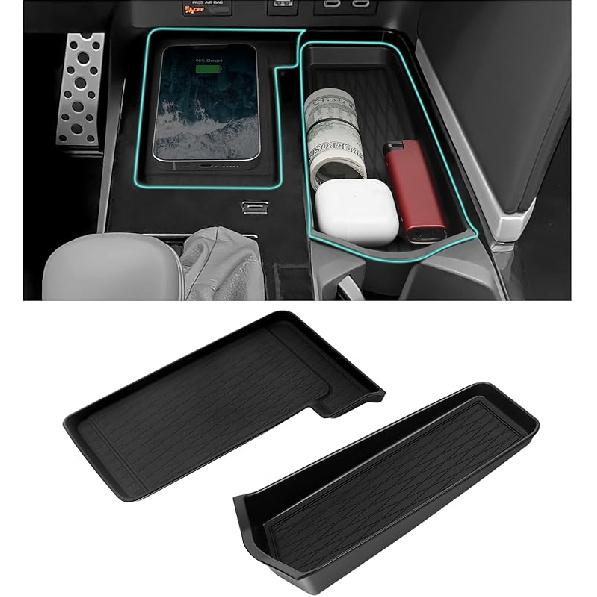 3PCS Center Console Organizer Compatible With Toyota 2025 2026 Camry Accessories Silicone Wireless Charging Anti-Slip Mat ABS Material Armrest