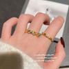 18K Gold Plated Italian Vintage Thorn Vine Gemstone & Flower Ring
