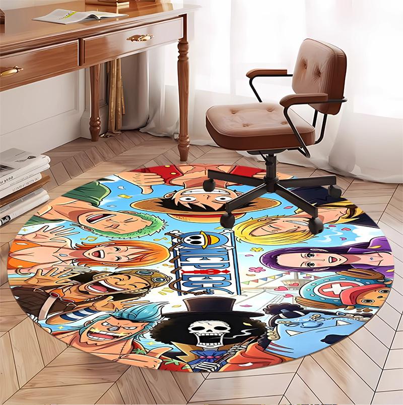 One Piece Pattern Round Rug, Indoor/Outdoor Mat, for Picnic, Gameroom, Bedroom, Office, Living Room, Home Decor Carpet, Birthday Gift