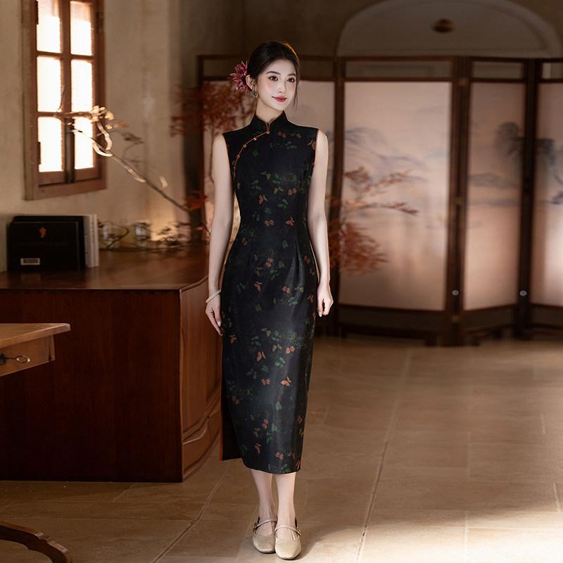 Black sleeveless national style new Chinese Suzhou long cheongsam improved young 1011 new women's high-end summer
