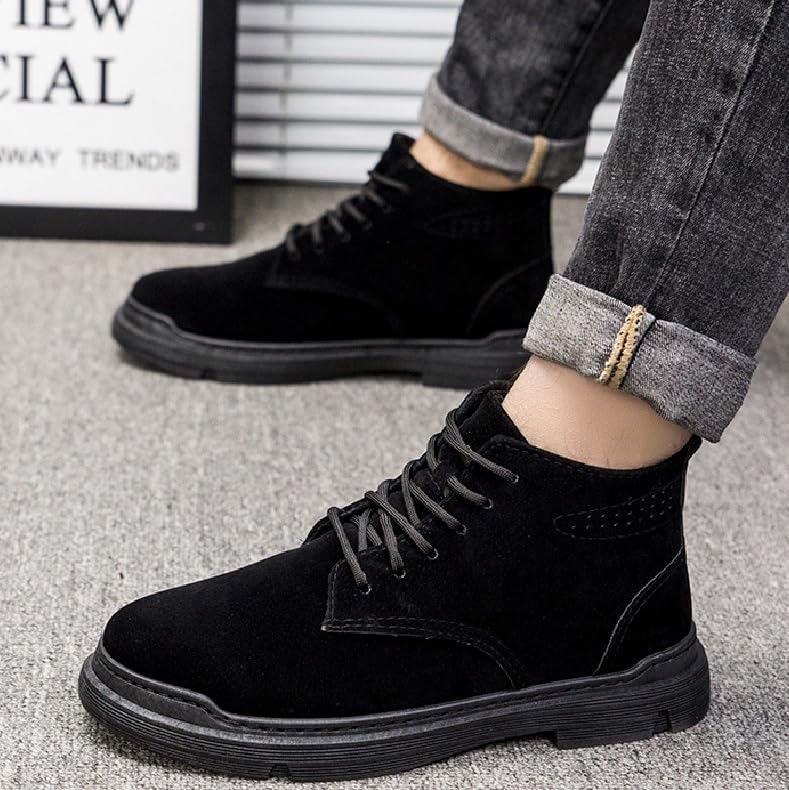 FleurUneffe Men's Short Boots, Casual Desert Boots, Leather, Fashionable Suede (Black, Size 27.0 Cm, Size 54)