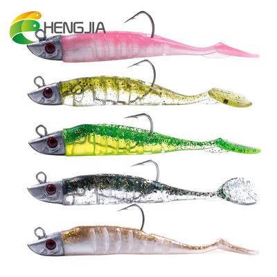 HENGJIA 1 peça/5 peças Wobbler 9cm/15g Isca de Pesca Isca Macia Biónica Robalo Elegante Cauda T Cabeça de Chumbo Ferramenta