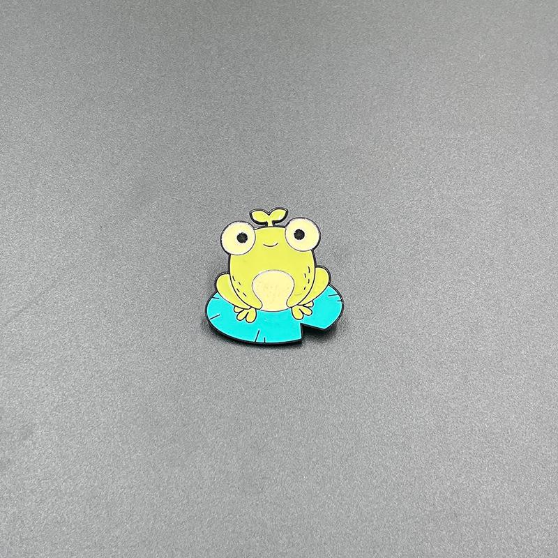 Creative Green Frog Cartoon Brooch - Funny Metal Badge