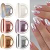 6pz Specchio Cromato Bianco Polvere Pigmento per Unghie Oro Argento Strofinare Olografico Aurora Iridescente Metallico Nail Art Potenza Decorazione