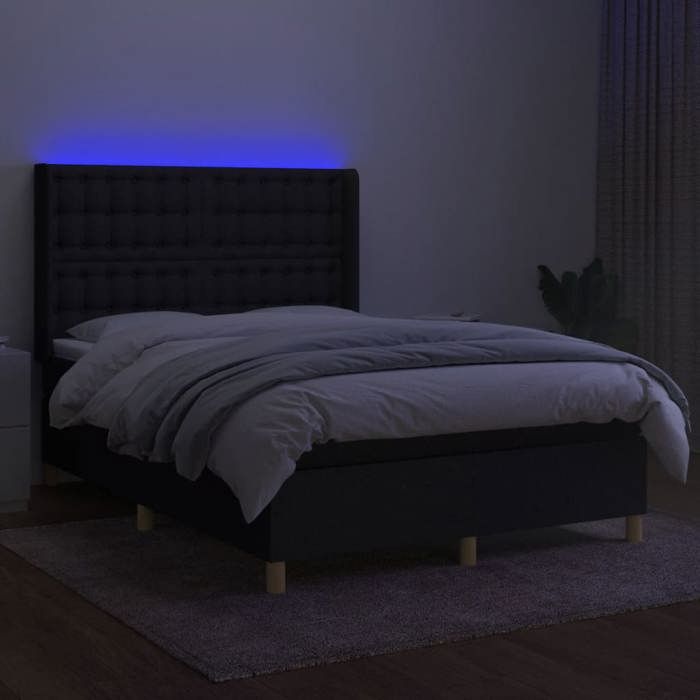 VidaXL Sommier à Lattes de Lit avec Matelas et LED, Lit Rembourré, Lit Double, Lit Adulte de Chambre à Coucher Intérieur, 3139191