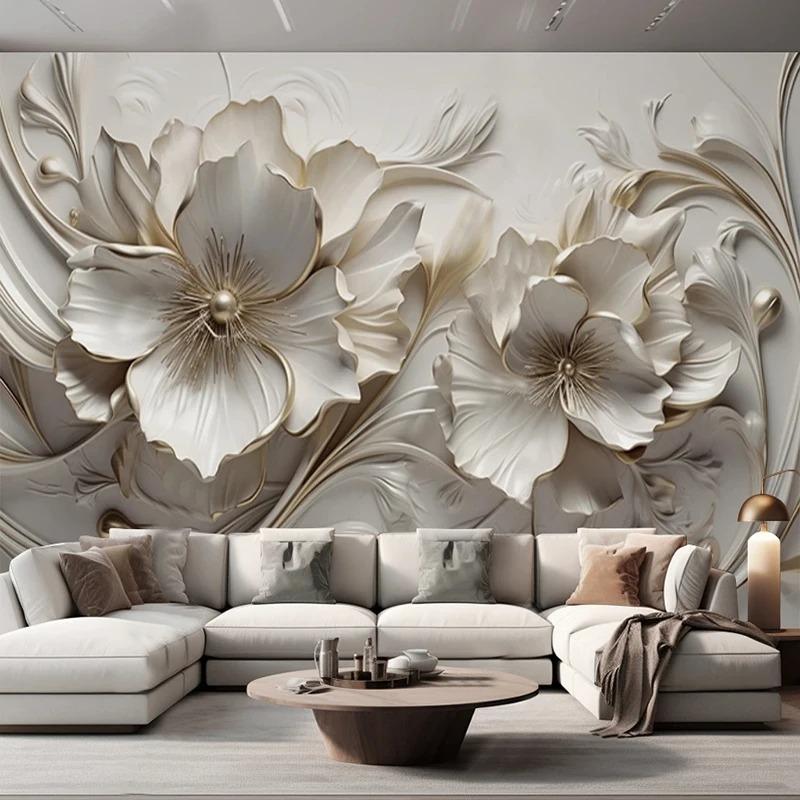 3d Stereoscopic Flowers Wallpaper Living Room Bedroom Dining Room Wall Mural Home Decor