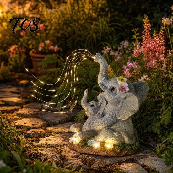 Mother Day Solar Gift Cat Garden Statue, Resin Outdoor Tabby Decor with Auto LED Decorative Lighting Light, IP65 Waterproof Lawn Ornament for