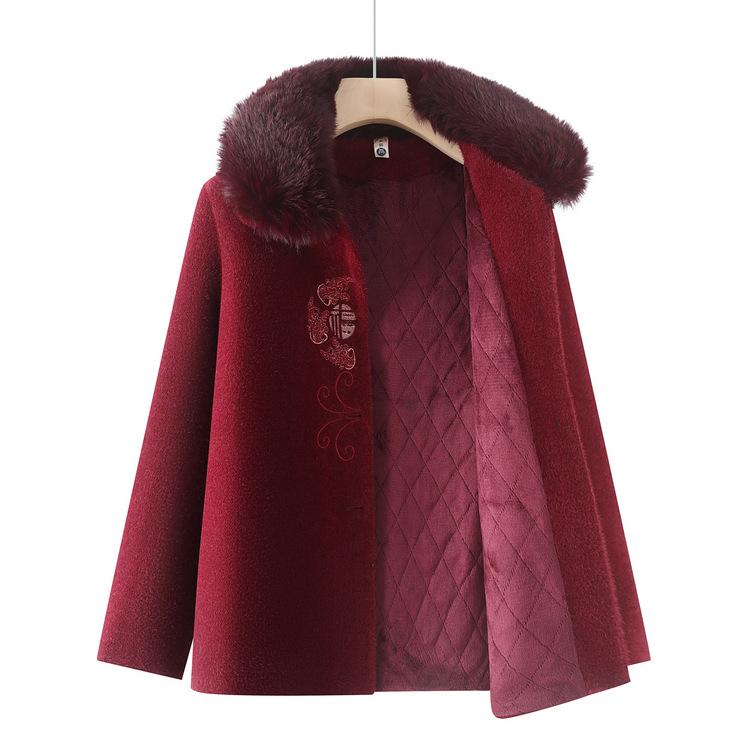 Middle-aged and Elderly Women's Winter Clothes Imitation Mink Velvet Coat 70-year-old Mother Adds Velvet Thickened Fashionable Old Lady Coat