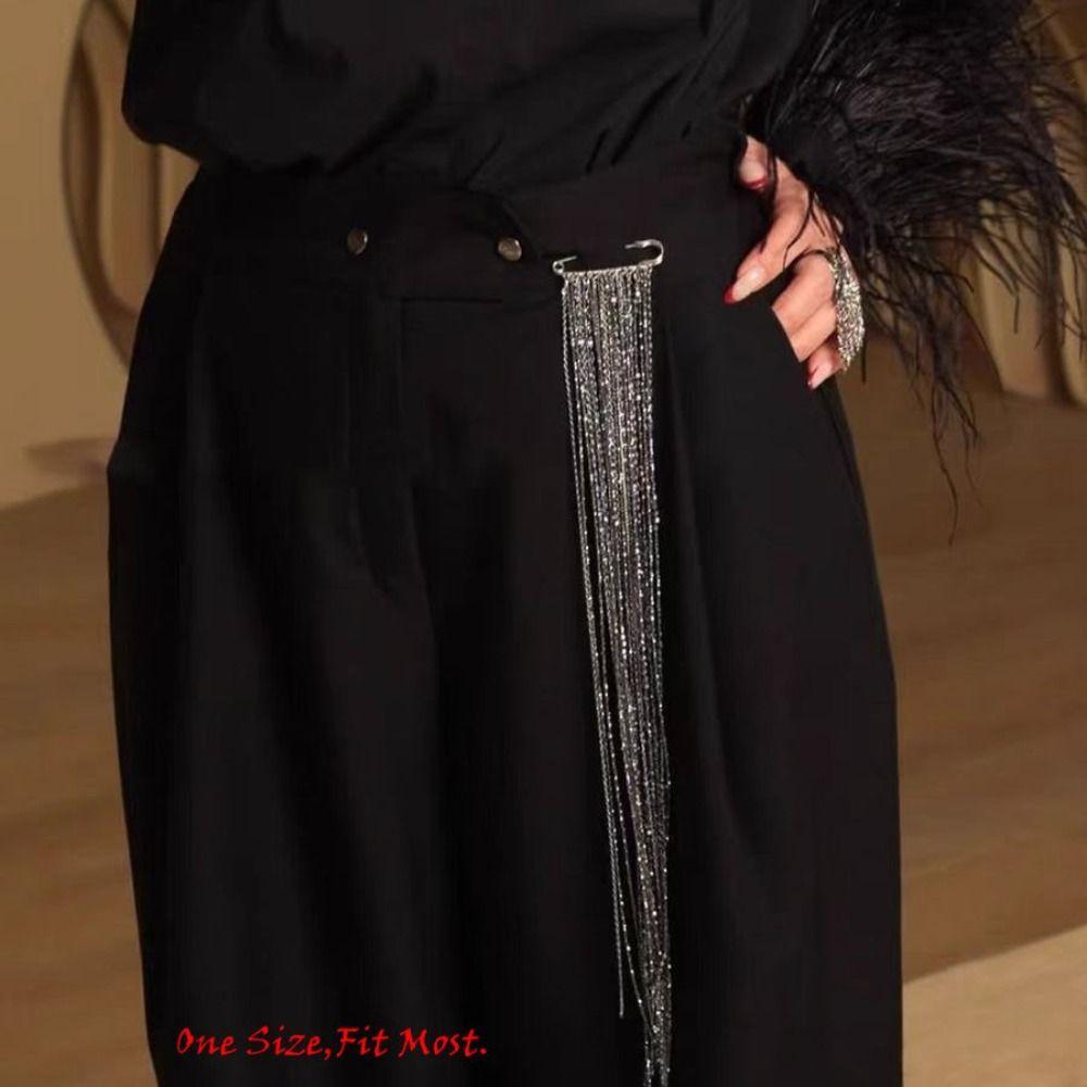 New Alloy Tassel Chain Brooch Jewelry Accessories Silver Color Clothing Tie Pin Exaggerated Handbag Accessories Women Girls
