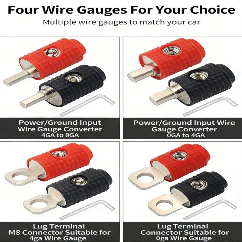 Multiple Gauge Wire Adapter Connector For Car Subwoofer Amplifier Systems Supporting Various Cable Sizes In Auto Modification