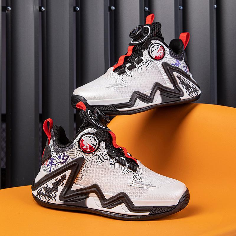 

Summer new boys shoes children s breathable single-net sports shoes medium and older children s rotating button comfortable soft-soled basketball sh 40