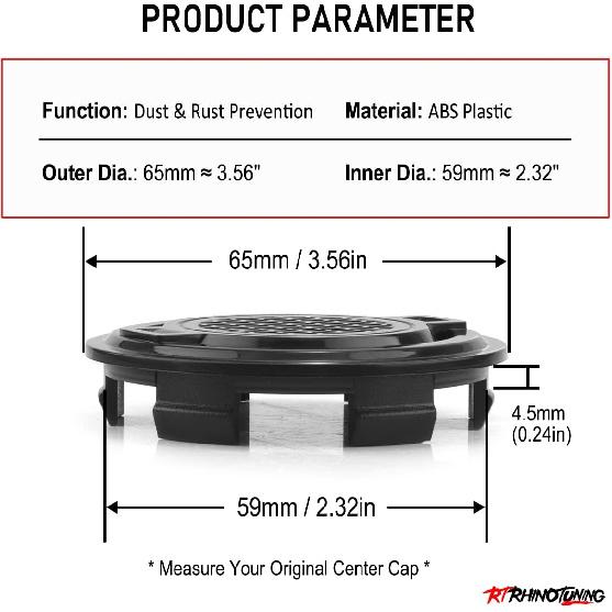 RTrhinotuning 4PCS 65mm Wheel Center Caps for 2010-2014 Mustang 18” 19“ 20” Wheel Center Caps for Rims