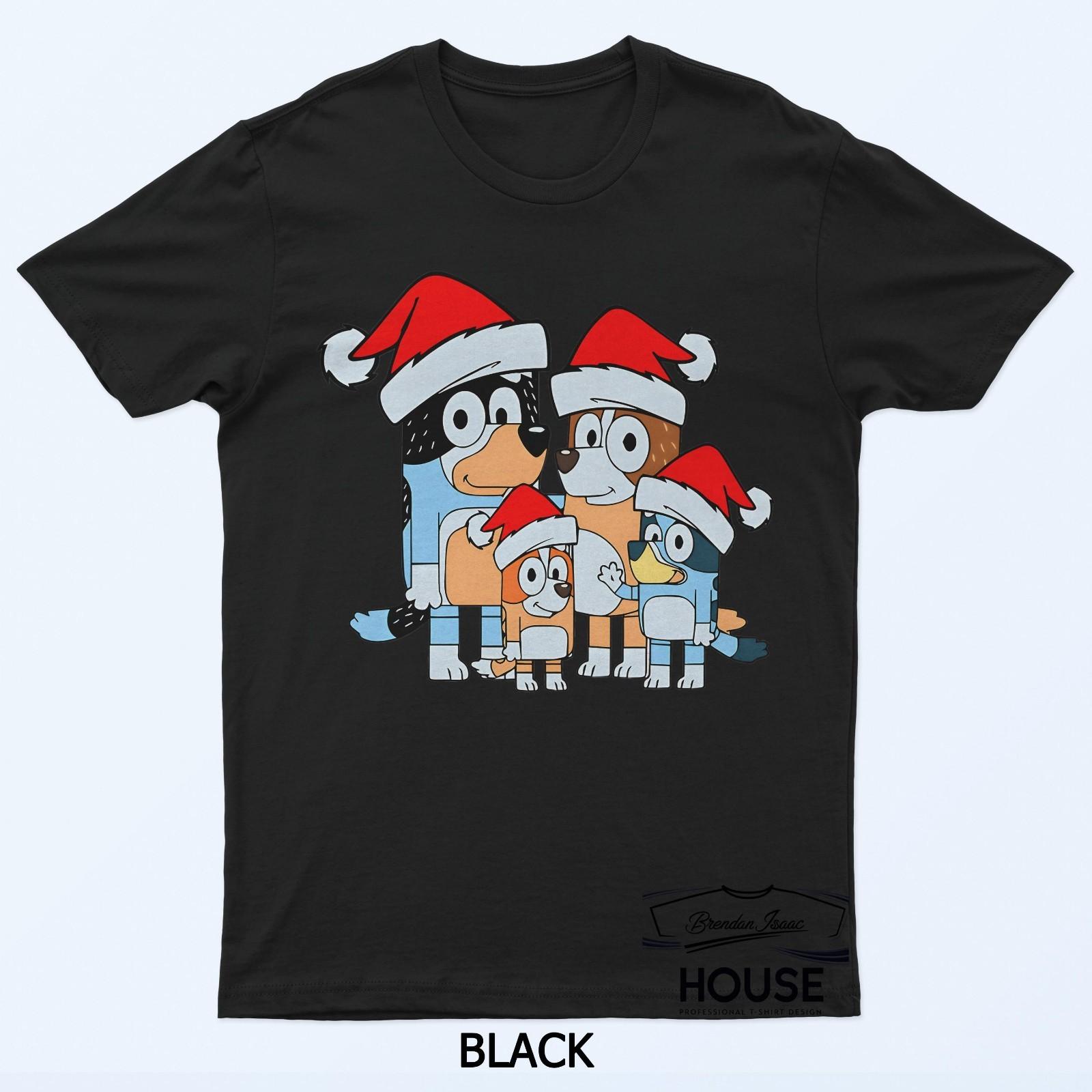 Cute Bluey Cartoon Dog Family Christmas T-Shirt XXXL