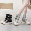 Fashion 12CM Hollow Patent Leather Summer Breathable Buckle Wedge Platform Wedge ZIP Fashion Sandals Casual Knee High Ankle Boots Shoes