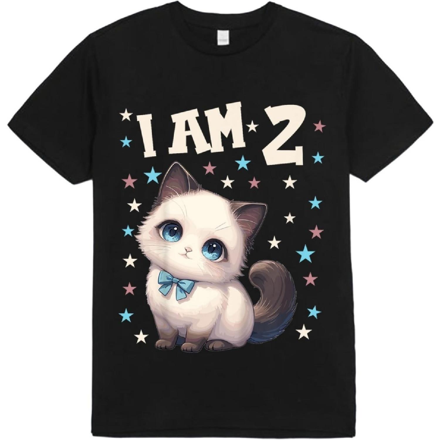 

MD203 Kids 2 Years Old 2 Birthday Ragdoll Cat T-Shirt Bodysuit Short Sleeve Long Sleeve for Kids Toddler Boys Girls XXXXXL різнокольоровий