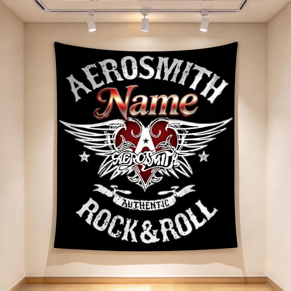 Custom Name Rock Aerosmith Tapestry Wall Hanging for Bedroom, Living Room & Dorm Decor, Modern Home Wall Art