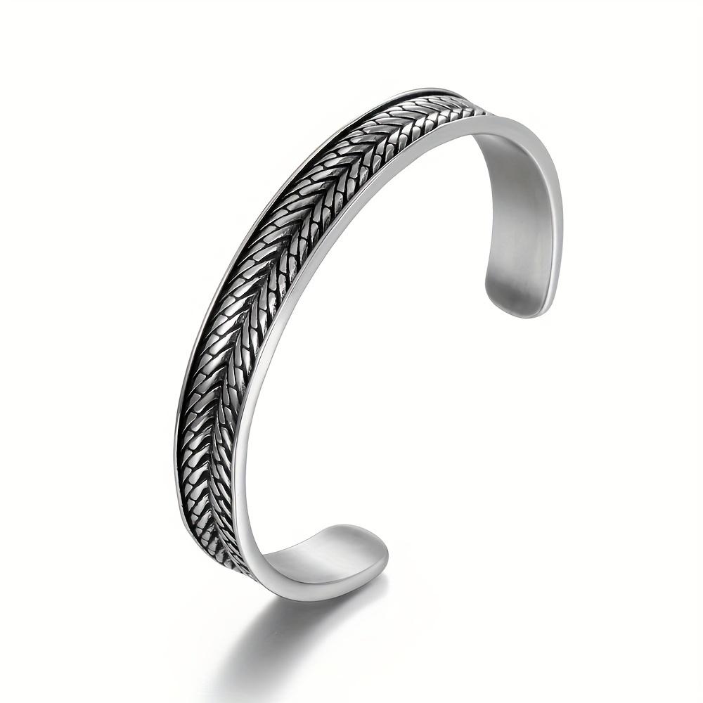 New Korean-style retro personalized motorcycle bracelet made of stainless steel C Open-ended wheat ear men's punk accessory trendy men's bracelet