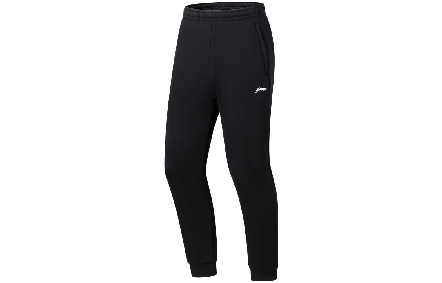 Li Ning Fitness Series Logo Print Fleece Lined Thermal Comfortable Knitted Sweatpants Men s AKLTC13 M