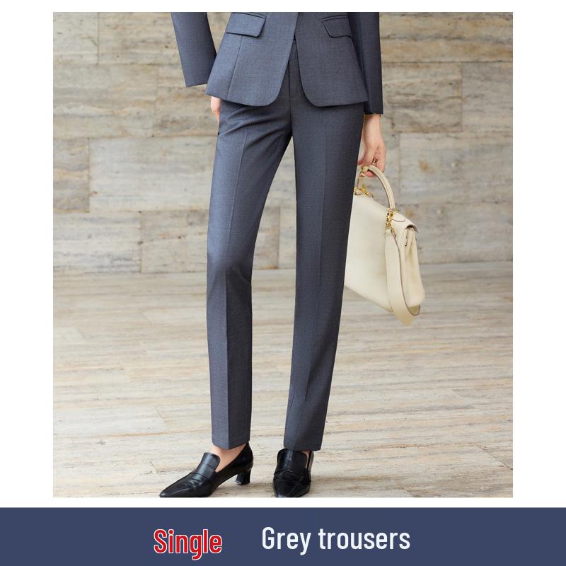 Women's 2025 Gray Wool High-End Professional Suit Set for Hotel Front Desk and Jewelry Store Workwear