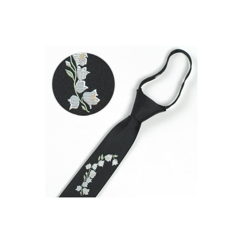 Tiger Head Embroidered Neck Tie For Kids With Striped Wool Material For School Or Casual Wear