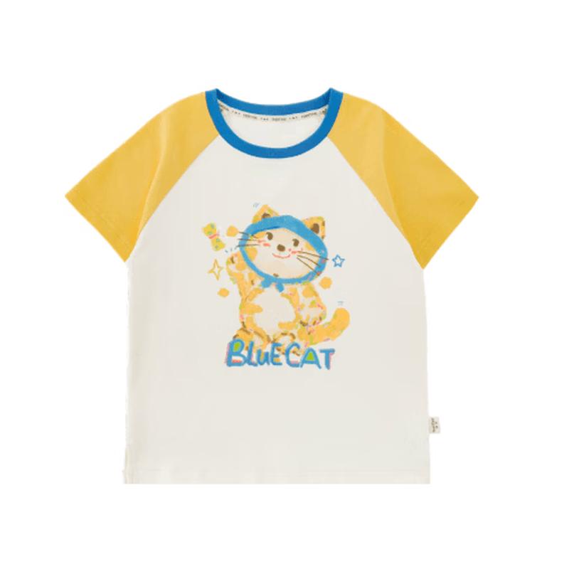 Youyou Girls  Cartoon Color-Block Short Sleeve T-Shirt 100cm