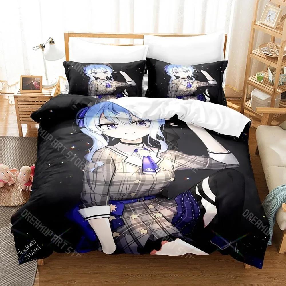 

3D Print Hoshimachi Suisei Bedding Set Single Twin Full Queen King Size Bed Set Adult Kid Bedroom Duvetcover Sets EU Single 90x200cm