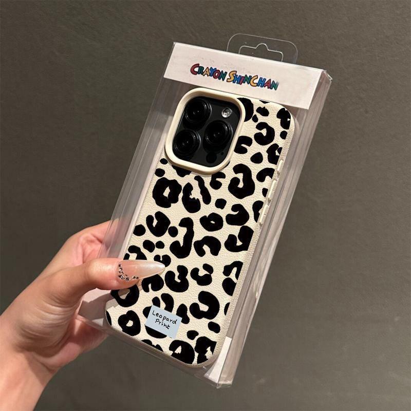 Black Leopard Print Lichee Pattern Phone Case For iPhone 17 16 15 14 13 12 11 Pro Max X XR XS Max 16 15 14 Plus Shockproof Cover