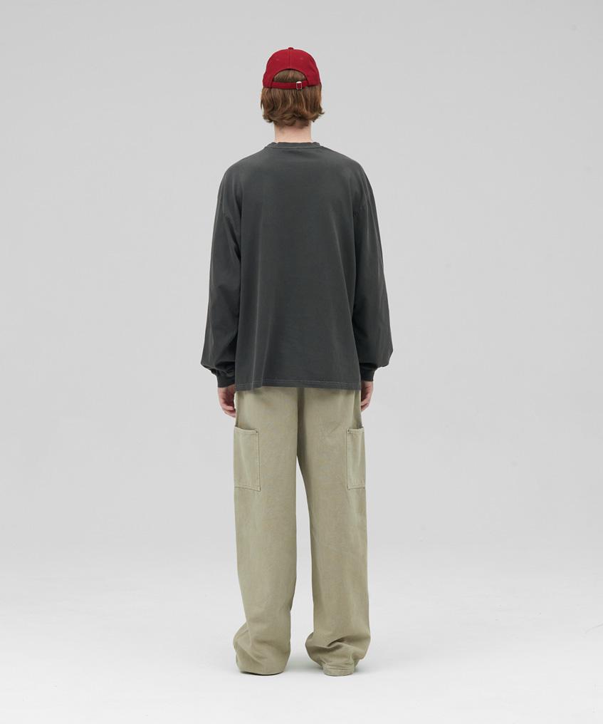 STENDS [M~4Xl] Pigment Long Sleeve Pocket T-Shirt_Charcoal