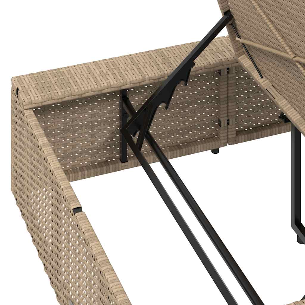 Sun Lounger with Floating Cushion Beige Poly Rattan
