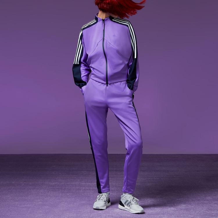 Adidas Side Stripe Printed Casual Sports Pants Women Pants Purple HY3849