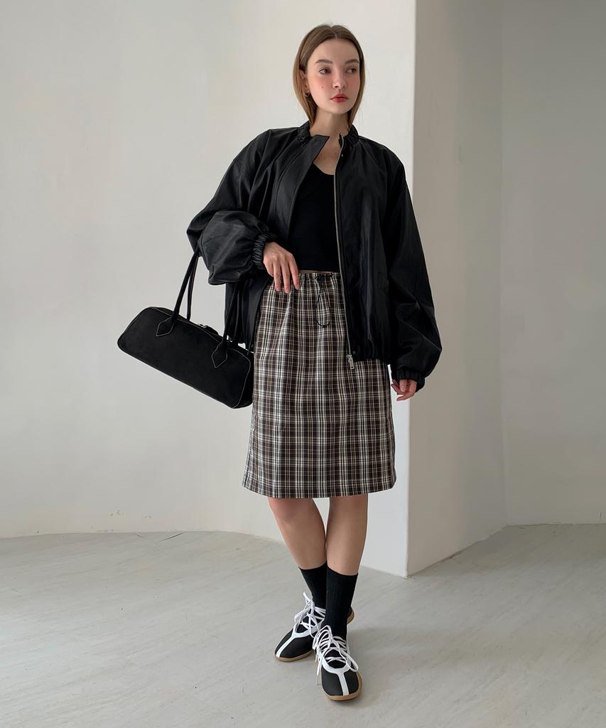 Baseukala String Check Midi Skirt (2Colors)