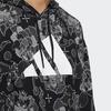 Adidas Aop Hoodie Casual Sport Pullover Men Tops Carbon-Black GT6483