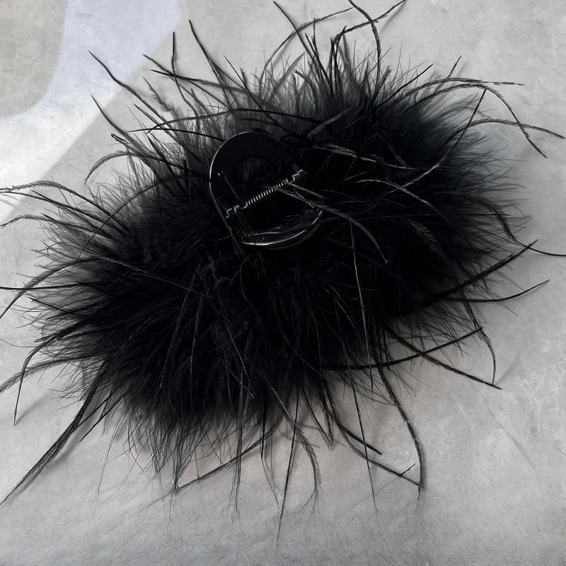 Super long feather grab clip medium small high sense shark clip back head half tie hair clip women's hair accessories