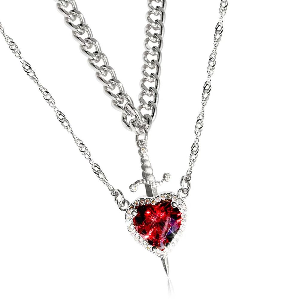 Elegant Heart Dagger Designs Necklace Charming Heart Dagger Necklace with Crystal Highlights for Special Occasions